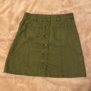 Hunter green denim mini skirt